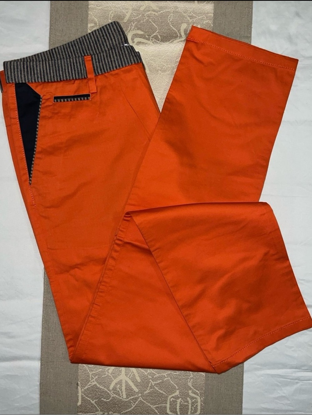 Calvin Klein Orange Chinos with Contrast Trim